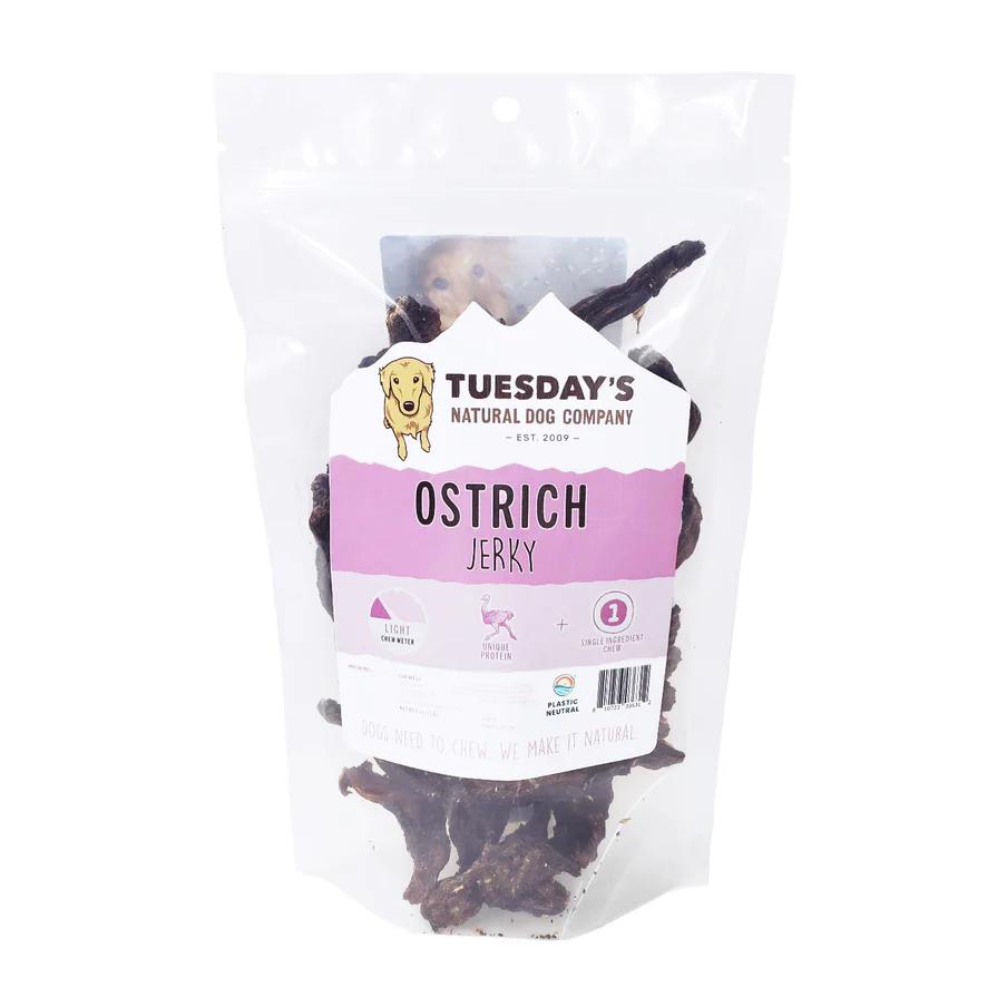 Tuesday's Natural Dog Company Ostrich Jerky Dog Treats, 4-oz