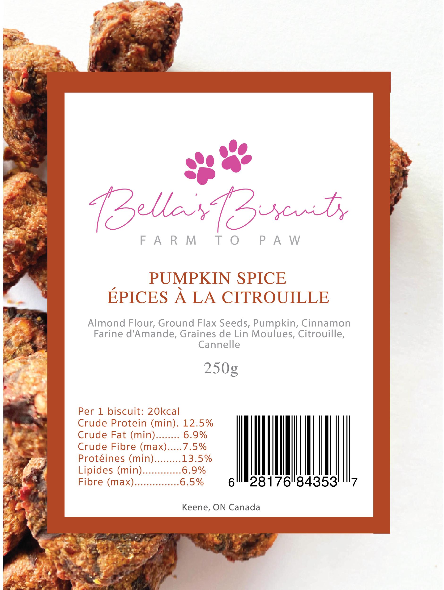 Bella's Biscuits Pumpkin Spice Dog Treats, 250-gram