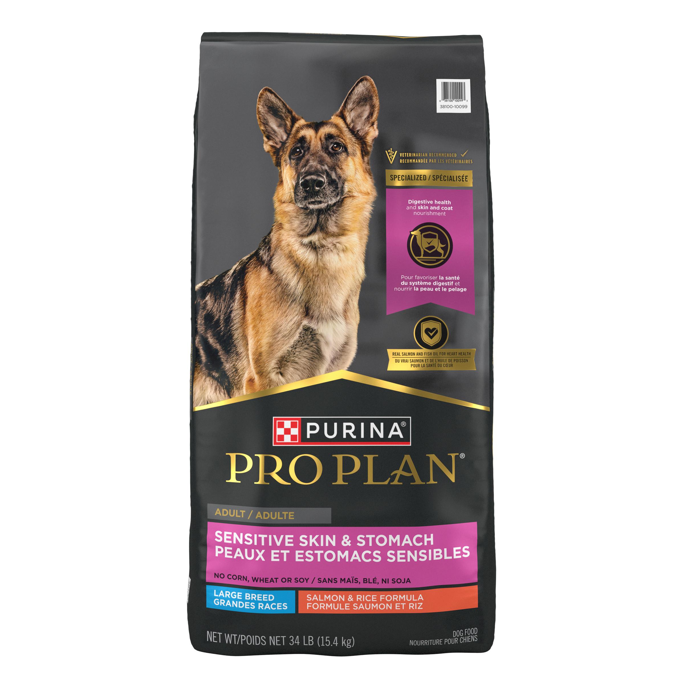 Purina Pro Plan Sensitive Skin & Stomach Salmon & Rice Large Breed Adult Dry Dog Food, 34-lb