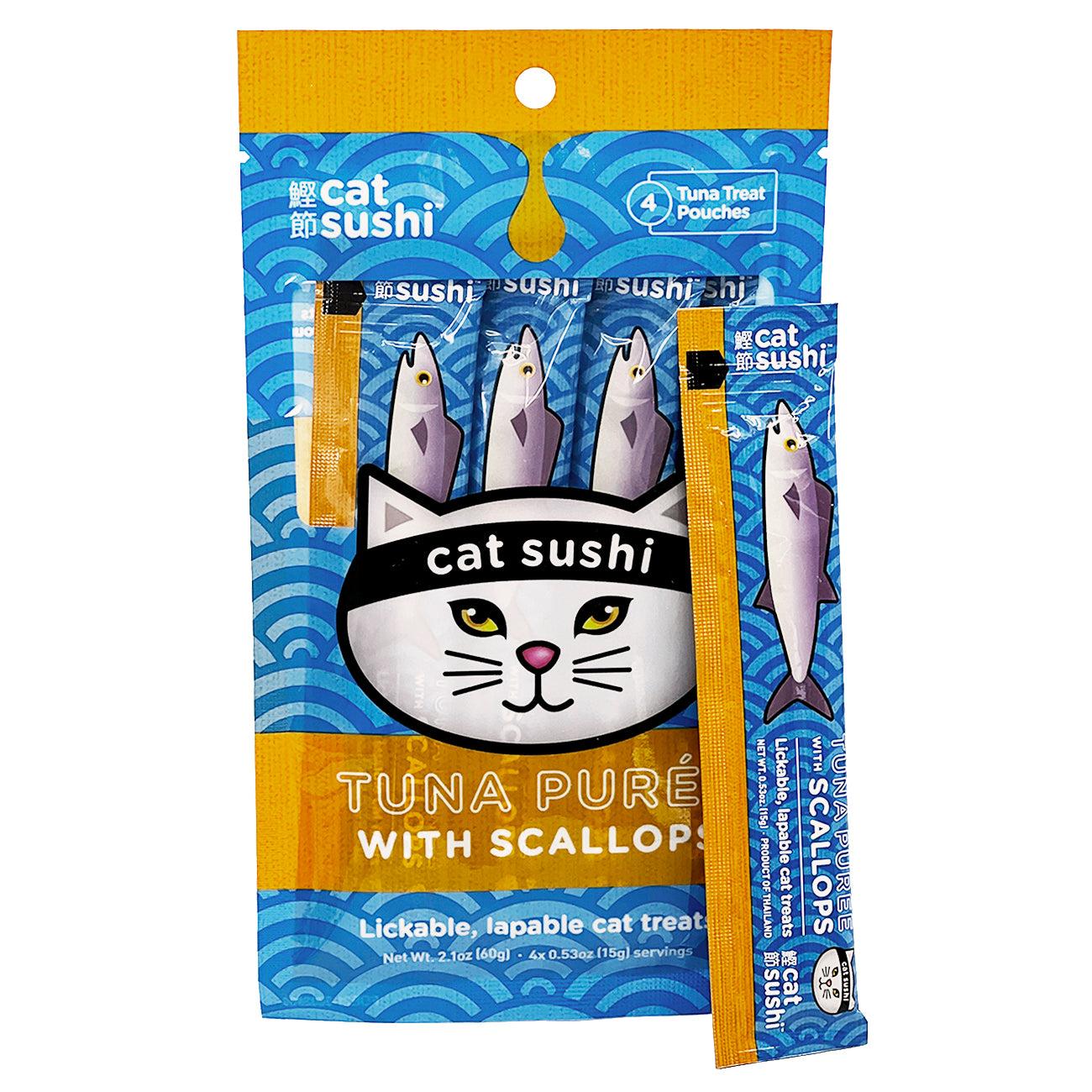 Earthly Pet Tuna Puree with Scallops Lickable Cat Treats Tube, 4-pk