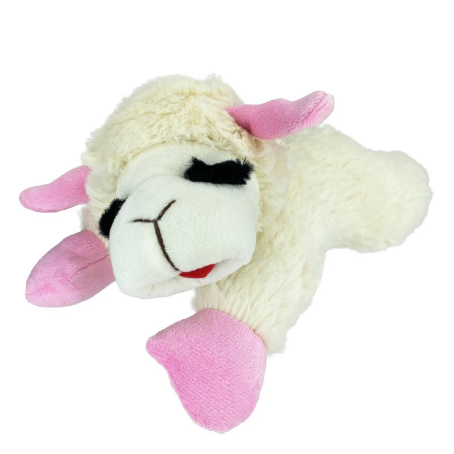 Multipet Lamb Chop Dog Toy with Pink Ribbon, 10.5-in