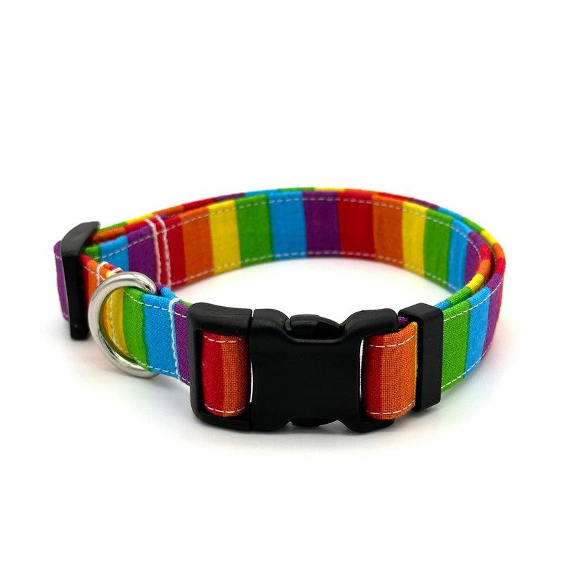 Winthrop Handmade Dog Collar, Rainbow Stripe, Large