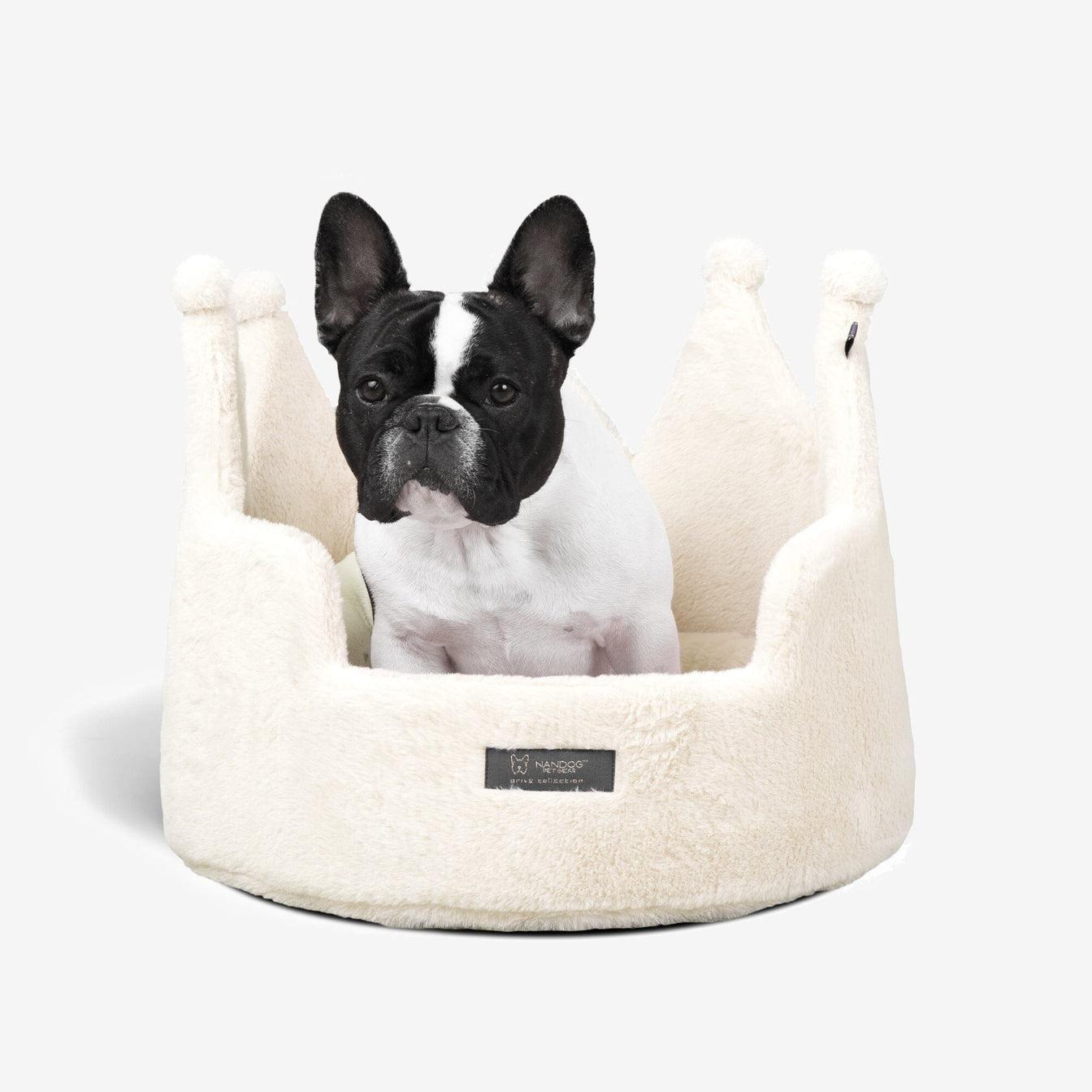Nandog Cloud Prive Collection Crown Dog & Cat Bed, Royal Ivory