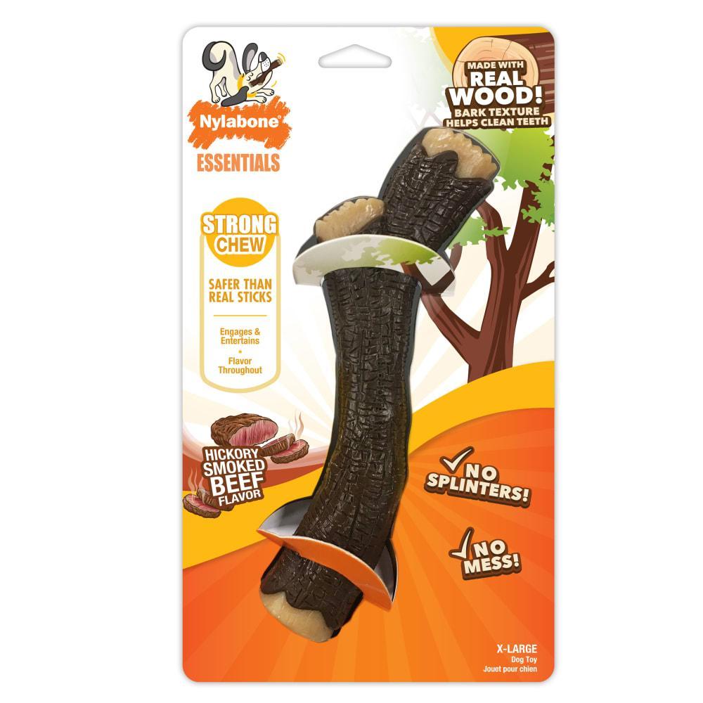 Nylabone Strong Chew Real Wood Stick Hickory Smoked Beef Flavor Dog Toy, Souper