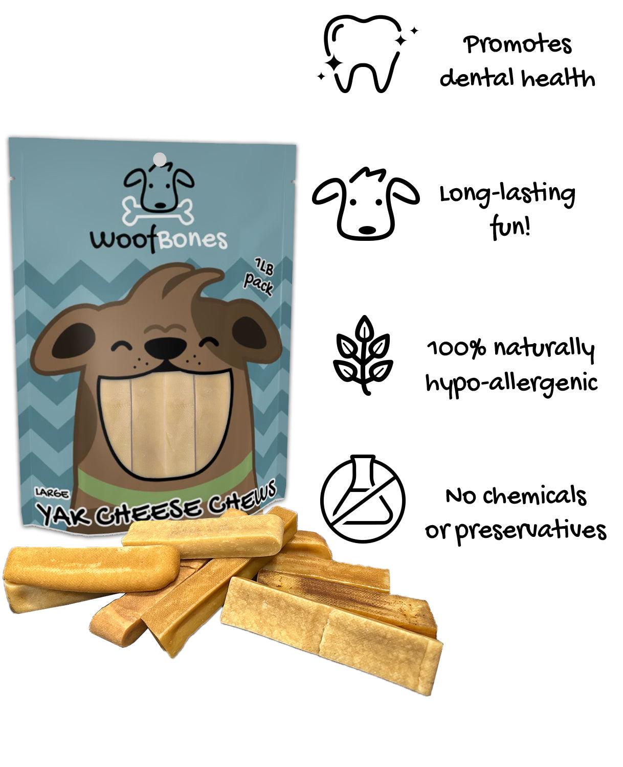 WoofBones Premium Yak Cheese Himalayan Chews Dog Treats, Large, 1-count