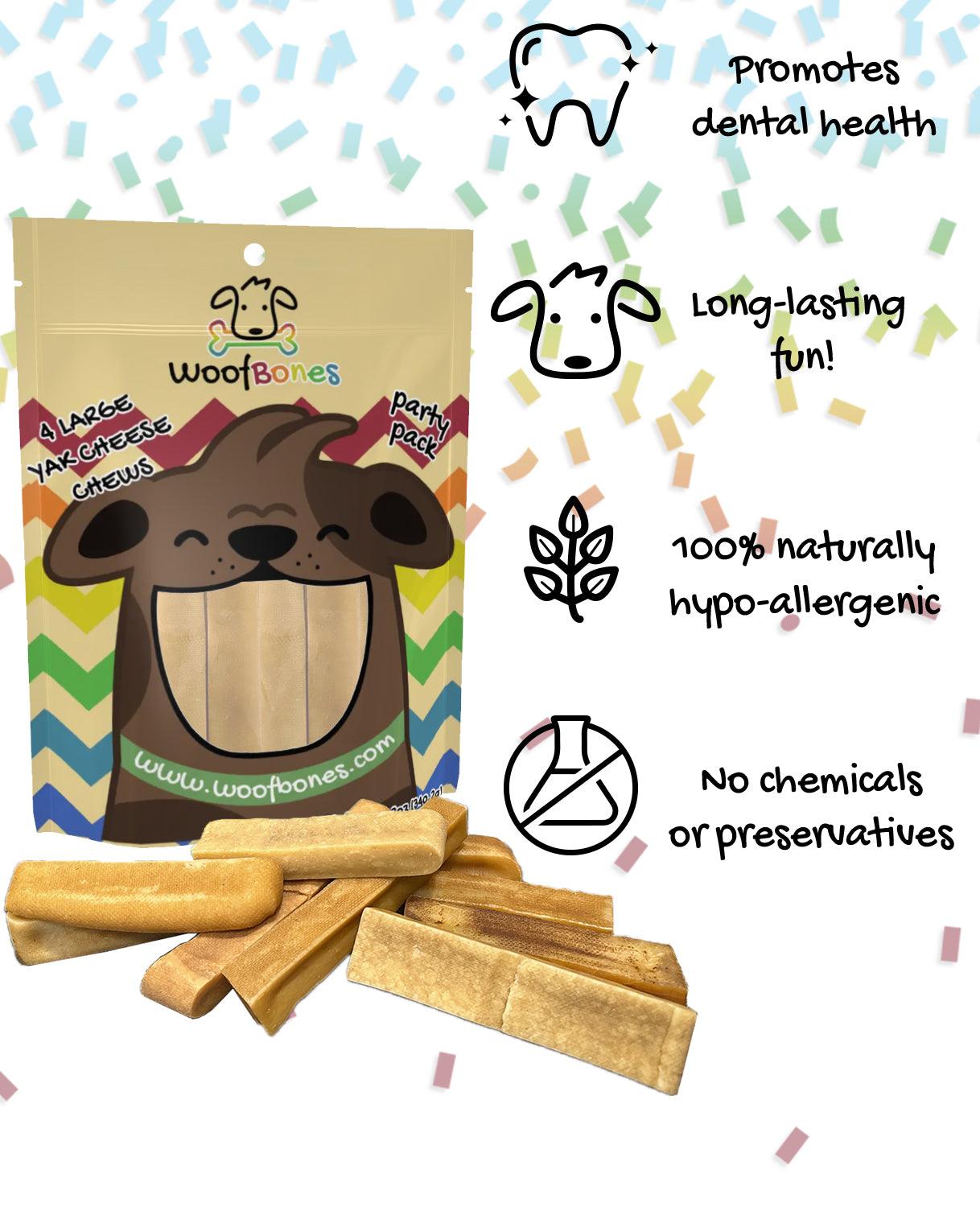 WoofBones Premium Yak Cheese Himalayan Chews Dog Treats Party Pack, Large Image