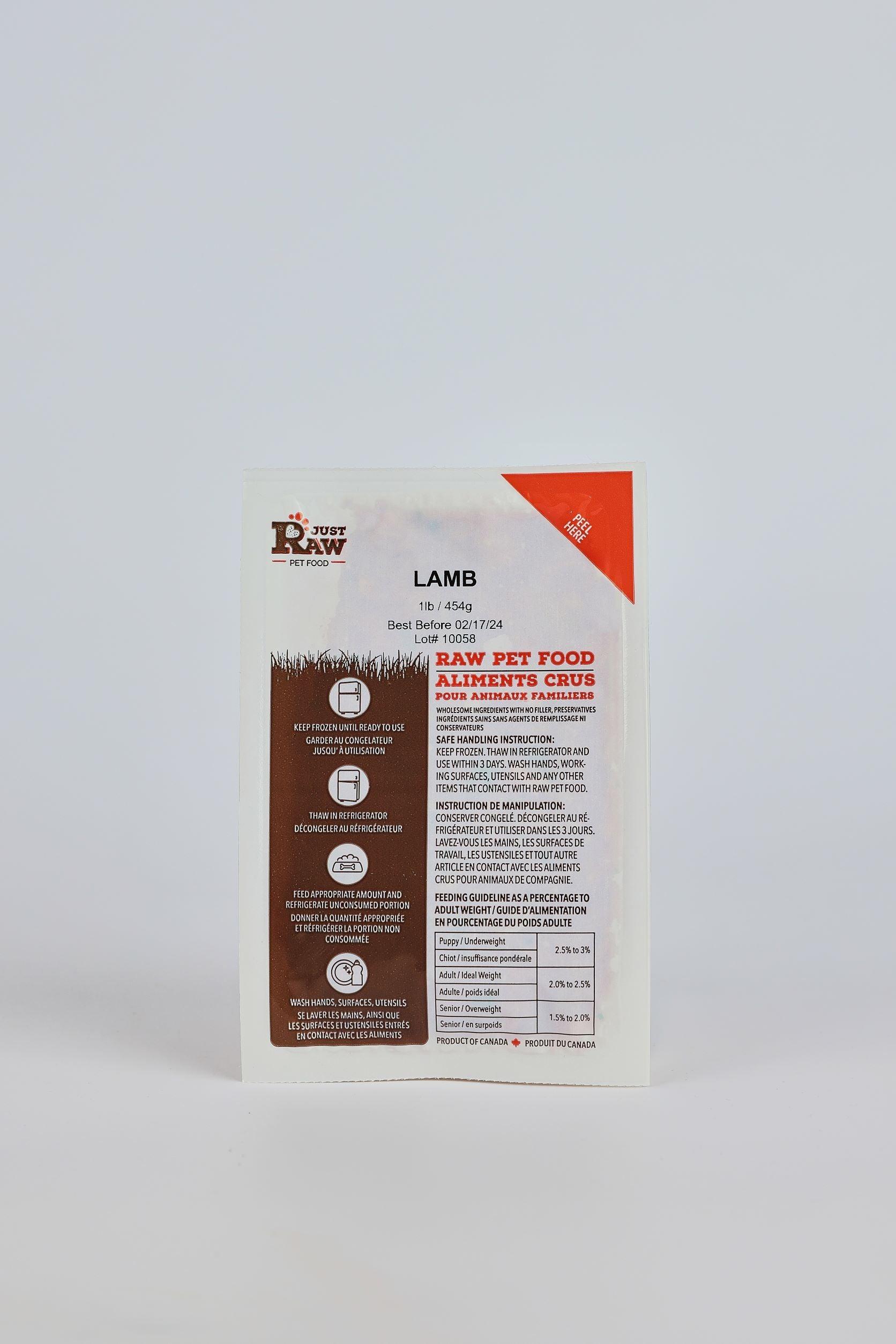 Just Raw Lamb Complete Frozen Dog Food