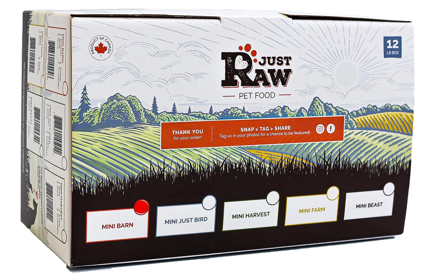 Just Raw Mini Barn Combo Complete Frozen Dog Food, 12-lb