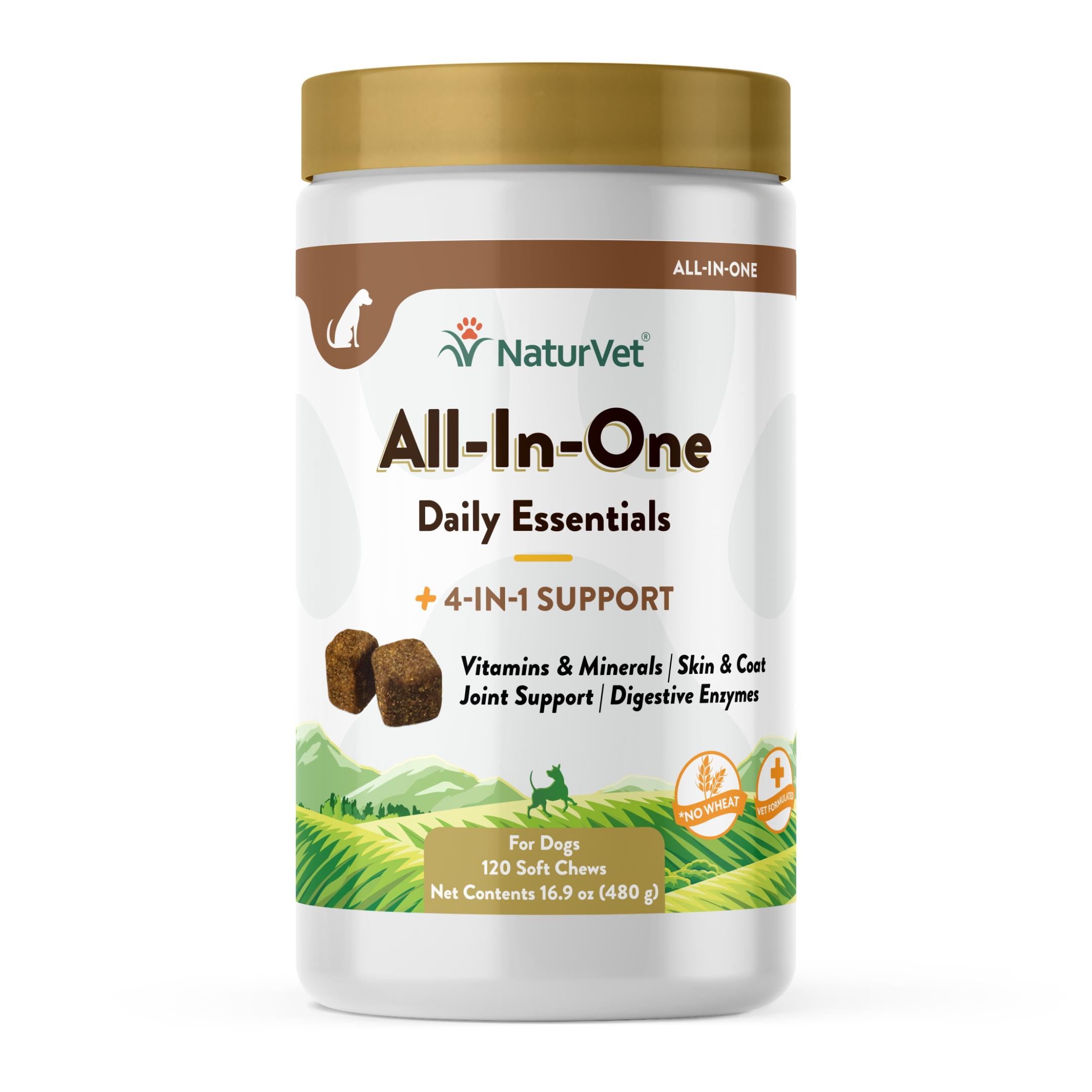 NaturVet All-In-One 4-IN-1 Support Soft Chews Dog Supplement, 120-count