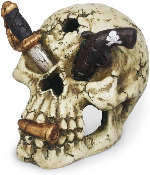 Weco Wecorama Catacombs Pirate Skull Aquarium Ornament, 3.8-in