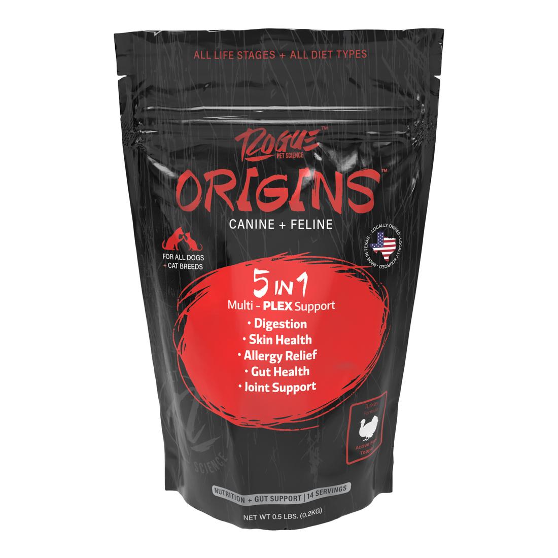 Rogue Pet Science Origins 5-in-1 Multi-Plex Turkey Dog & Cat Supplement, 0.5-lb