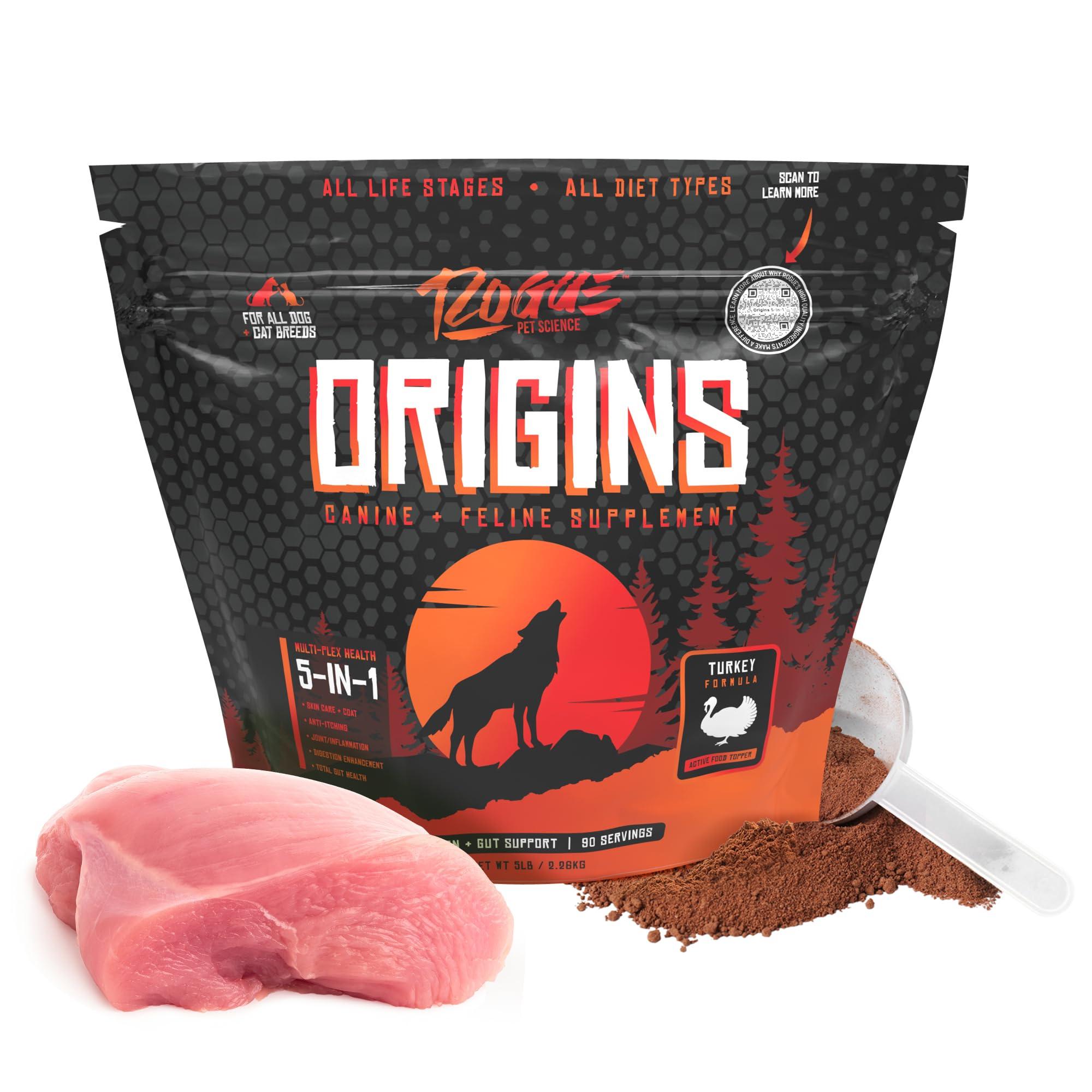 Rogue Pet Science Origins 5-in-1 Multi-Plex Turkey Dog & Cat Supplement, 5-lb