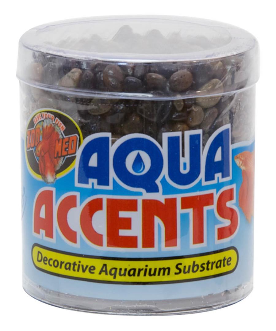 Zoo Med Aqua Accents River Pebbles Aquarium Substrate, Dark, 8-oz