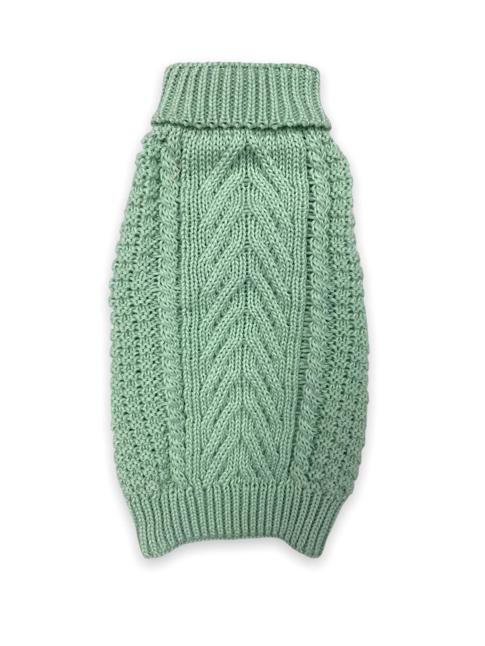 fabdog Super Chunky Turtleneck Dog Sweater, Mint, 8-in