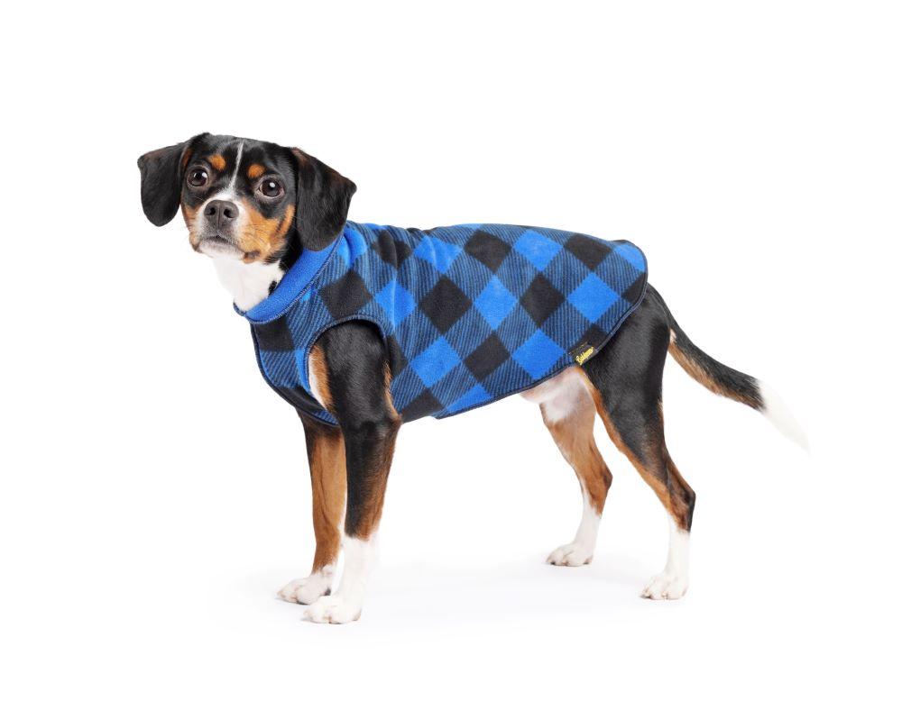 Goldpaw Double Fleece Dog Coat, Blue Buffalo Check/Cobalt, 8