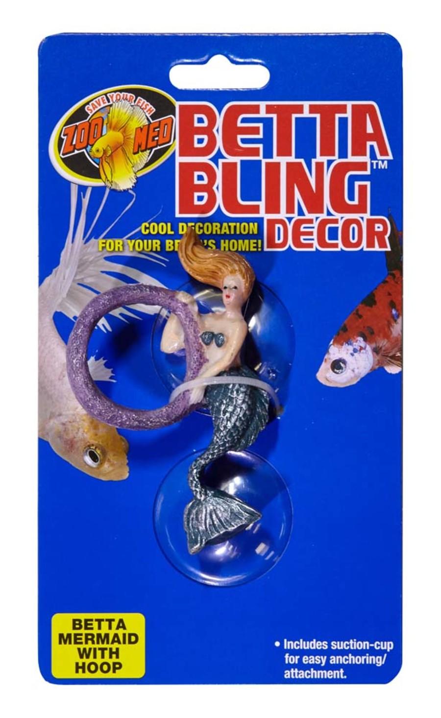 Zoo Med Betta Bling Mermaid with Hoop Aquarium Ornament, 7.5-in