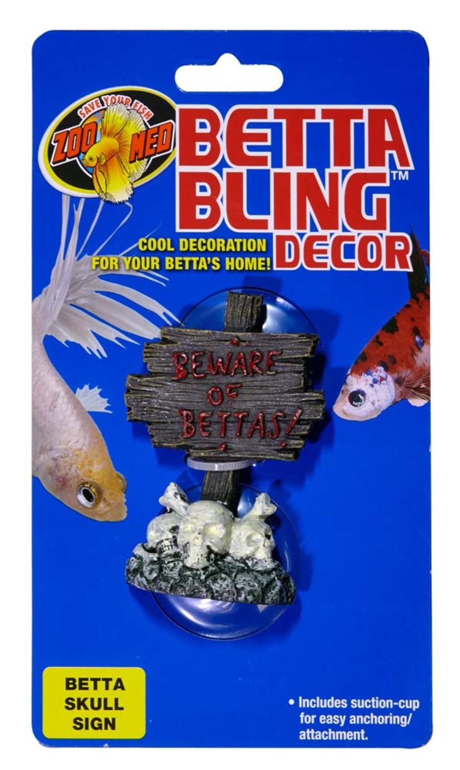 Zoo Med Betta Bling Skull Sign Aquarium Ornament, 7.5-in