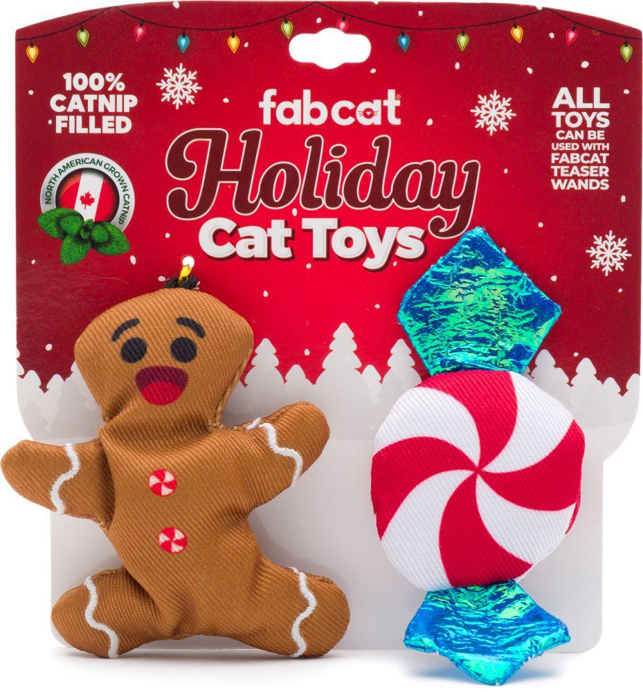 fabdog fabcat Holiday Gingerbread Man & Peppermint Catnip Cat Toy