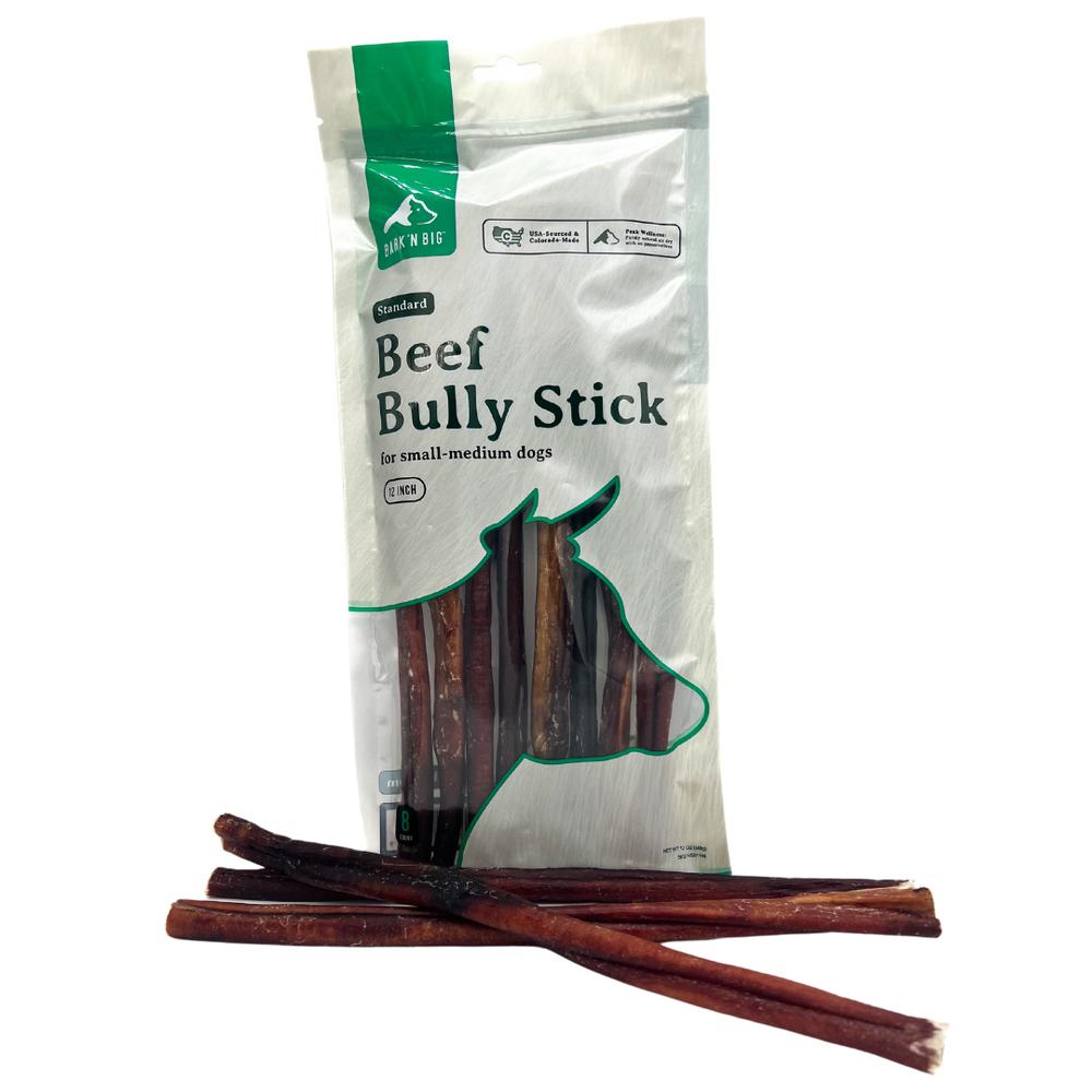 BarknBig Beef Bully Stick Dog Treats, Standard, 12-in, 8-count