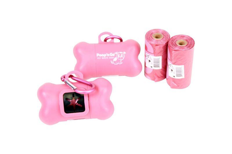 GoGo Poop n' Go Waste Bag Dispenser with Matching Refill Roll for Pets, Pink