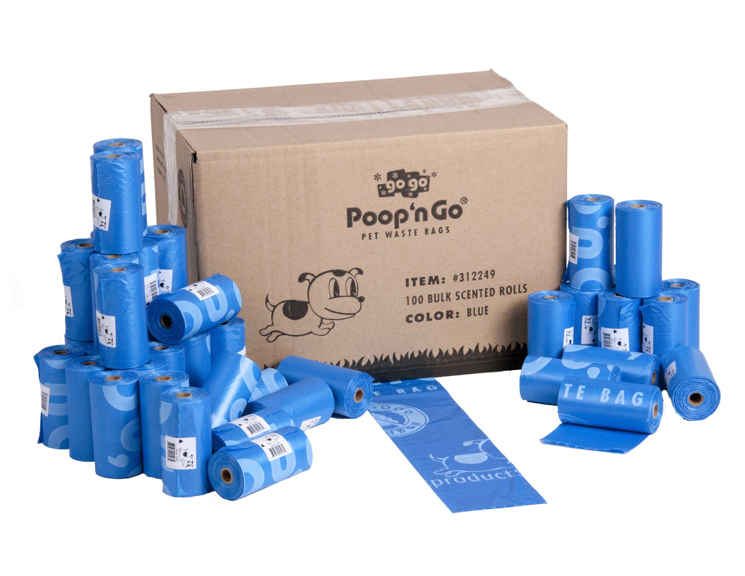 GoGo Poop n' Go Citrus Scent Pet Waste Bags, Blue, 100-pk