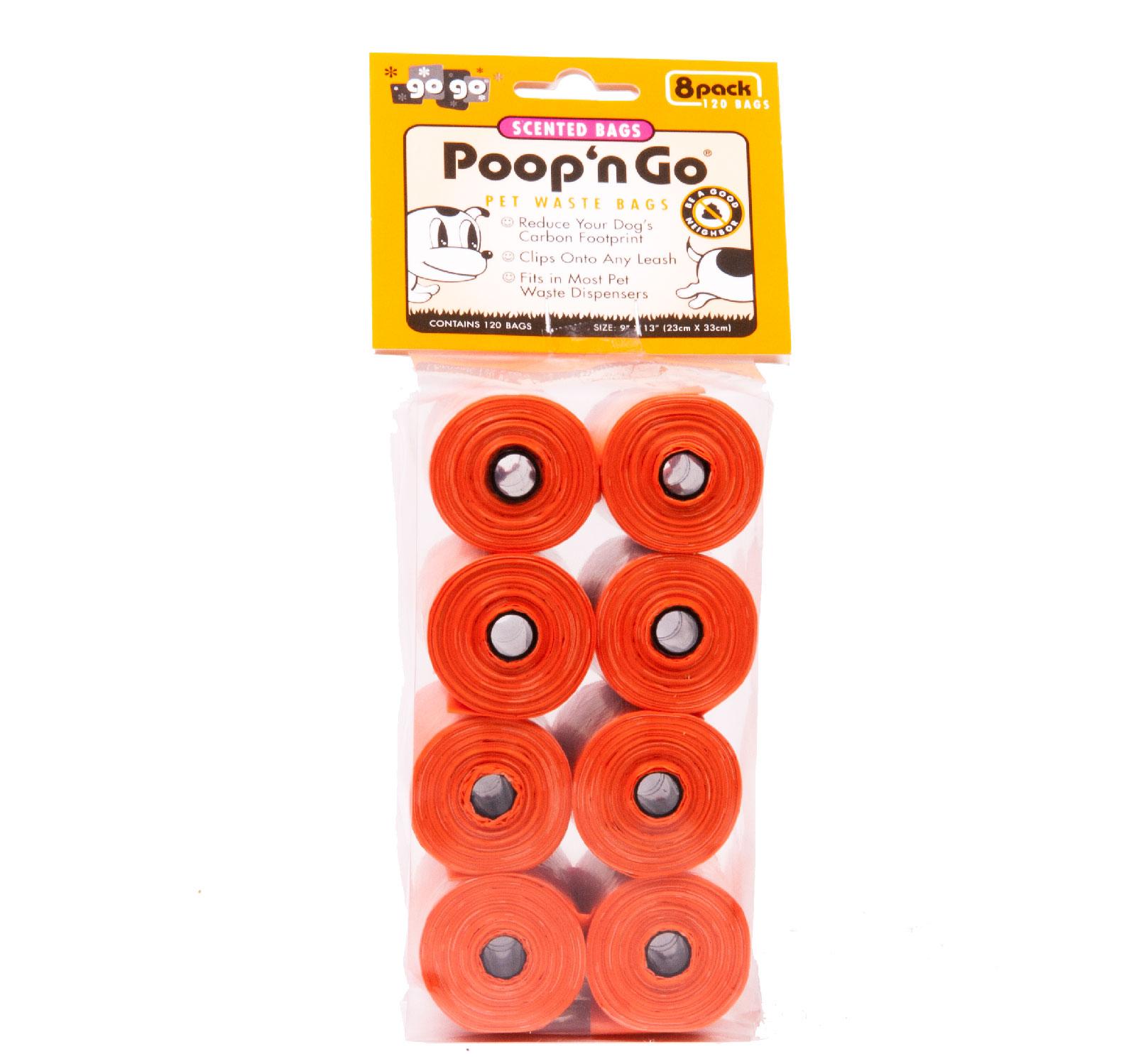 GoGo Poop n' Go Scented Pet Waste Bags, Orange, 8-pk