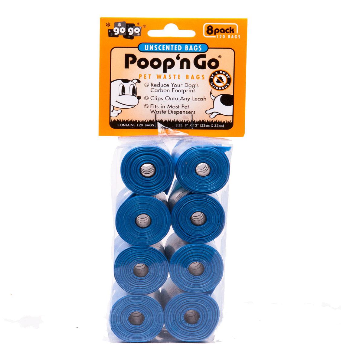 GoGo Poop n' Go Unscented Pet Waste Bags, Royal Blue, 8-pk