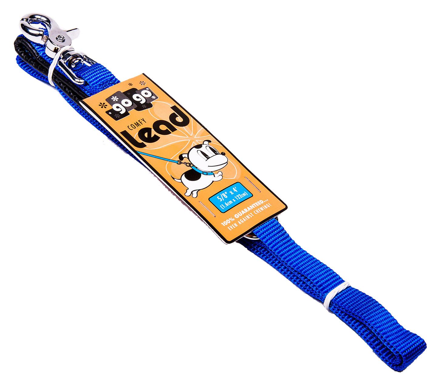 GoGo Comfy Nylon Dog Leash, Blue, 5/8-in x 4-ft