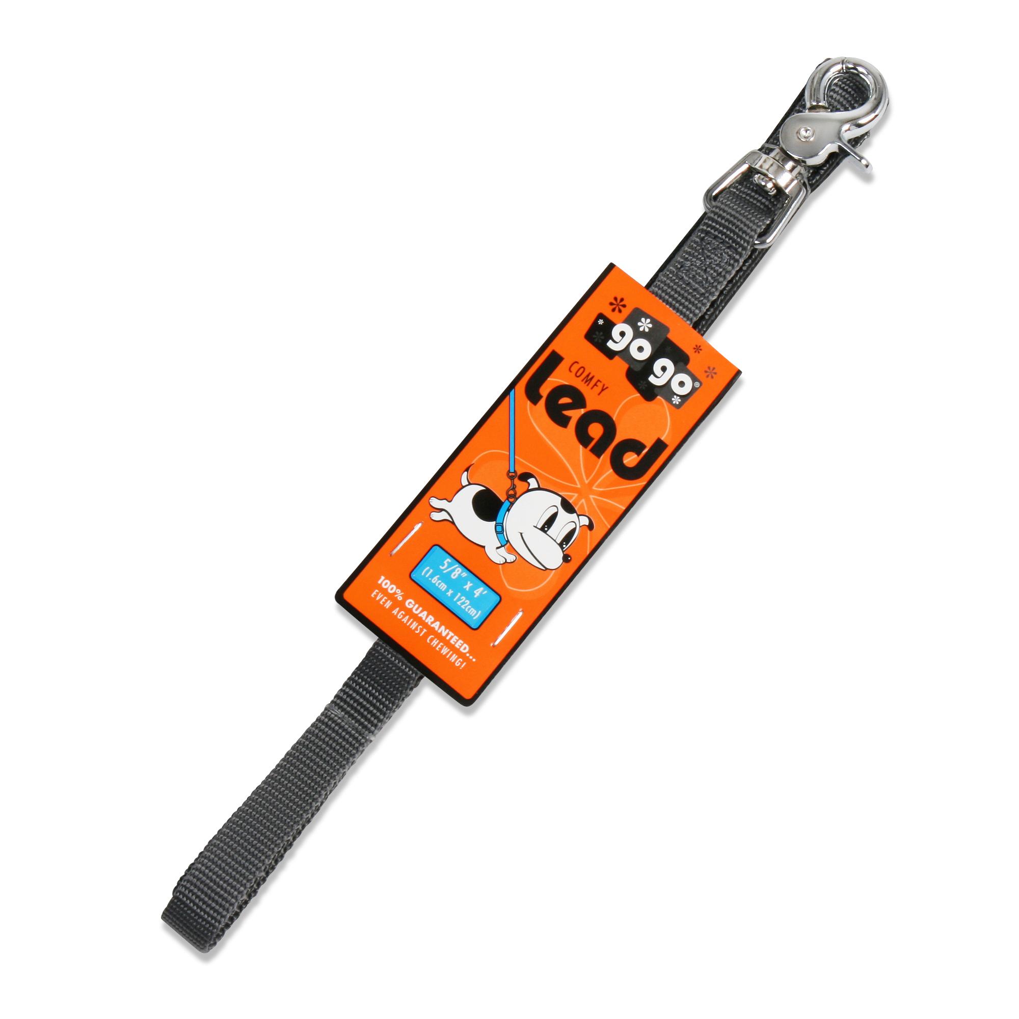 GoGo Comfy Nylon Dog Leash, Gray, 5/8-in x 4-ft