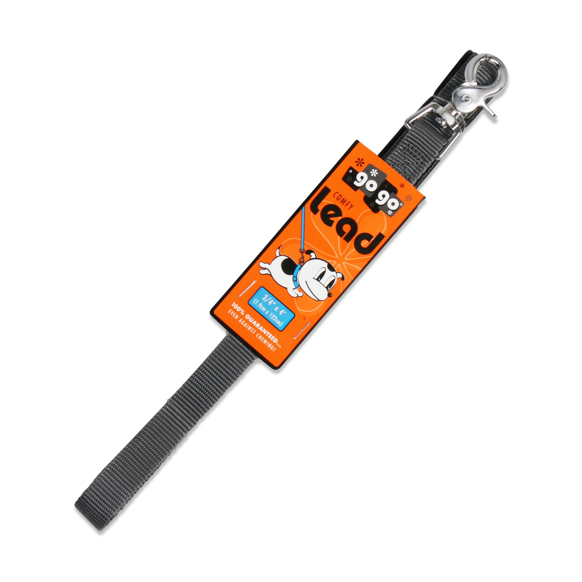 GoGo Comfy Nylon Dog Leash, Gray, 3/4-in x 4-ft