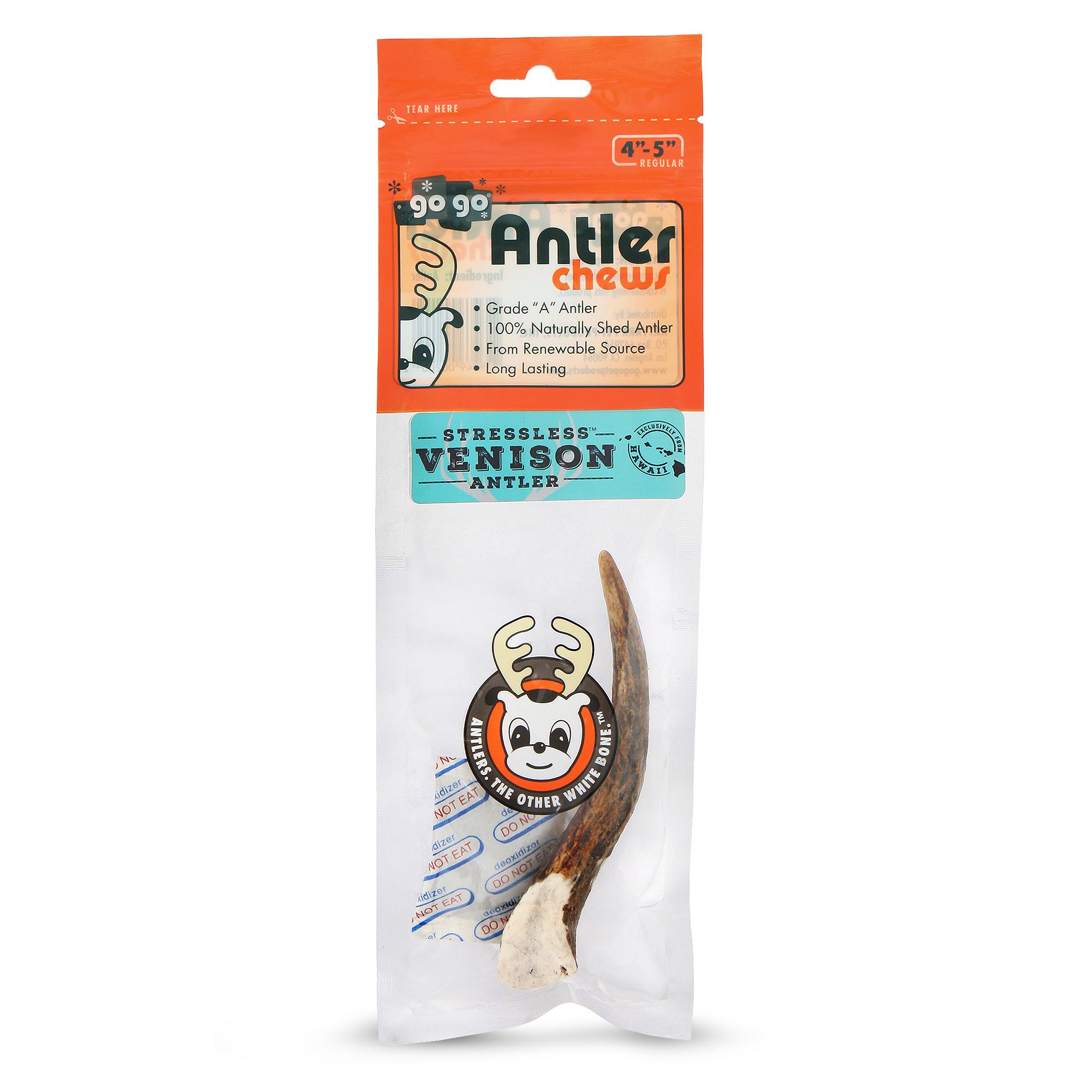 GoGo USA Stressless Antler Dog Treats, Regular, 4-5-in