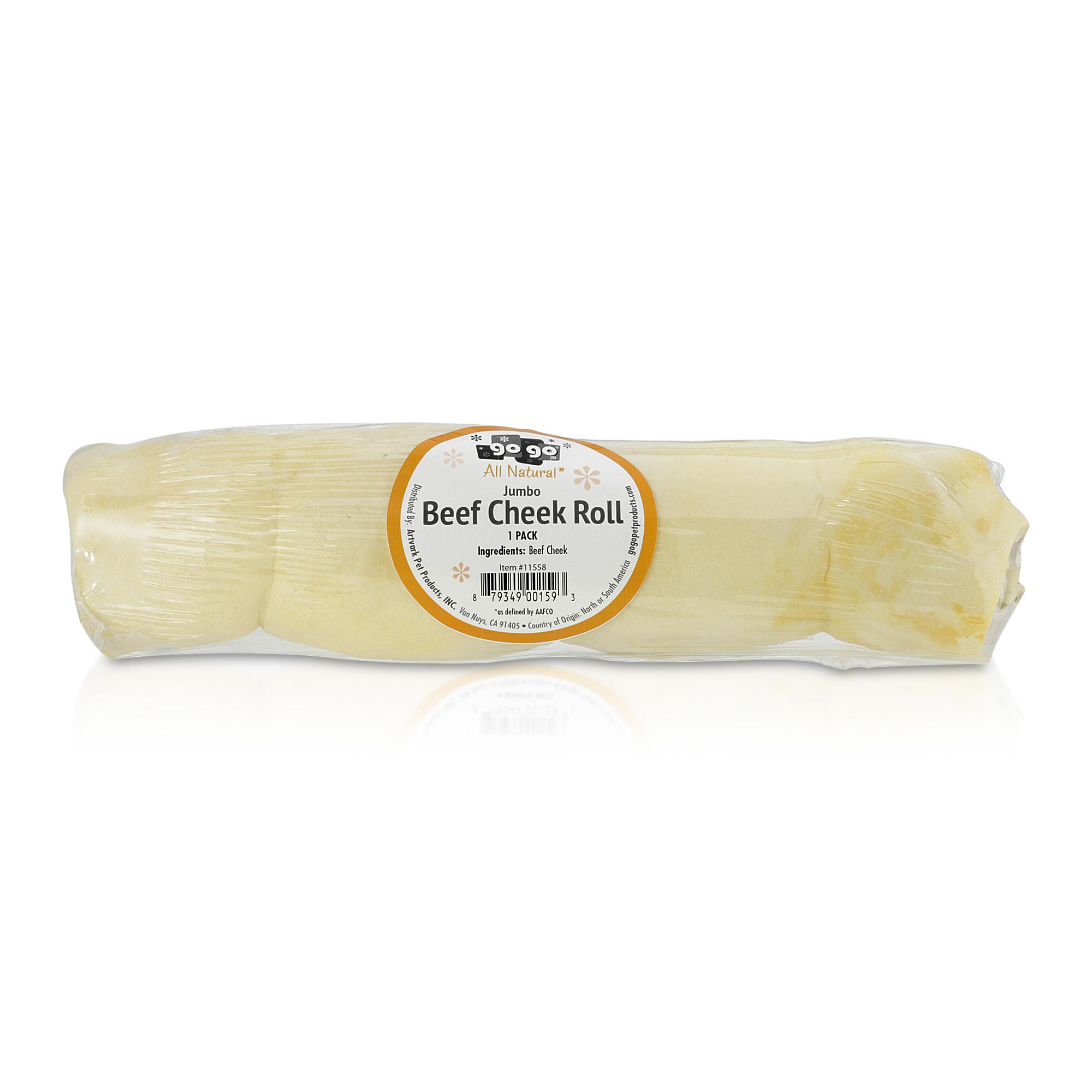 GoGo Beef Cheek Roll Dog Treats, Jumbo