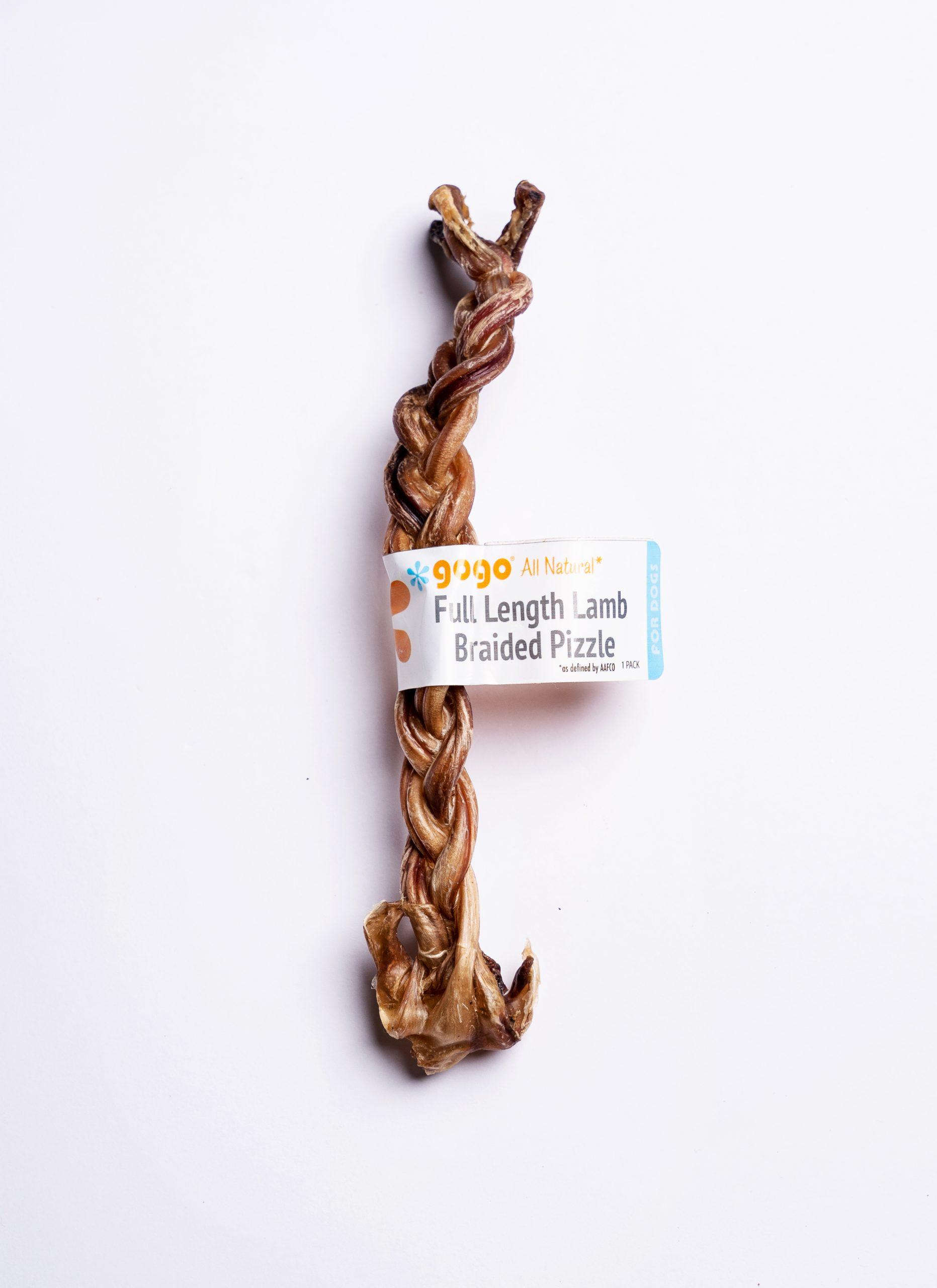 GoGo Full Length Lamb Braided Pizzle Dog Treats, 1-count