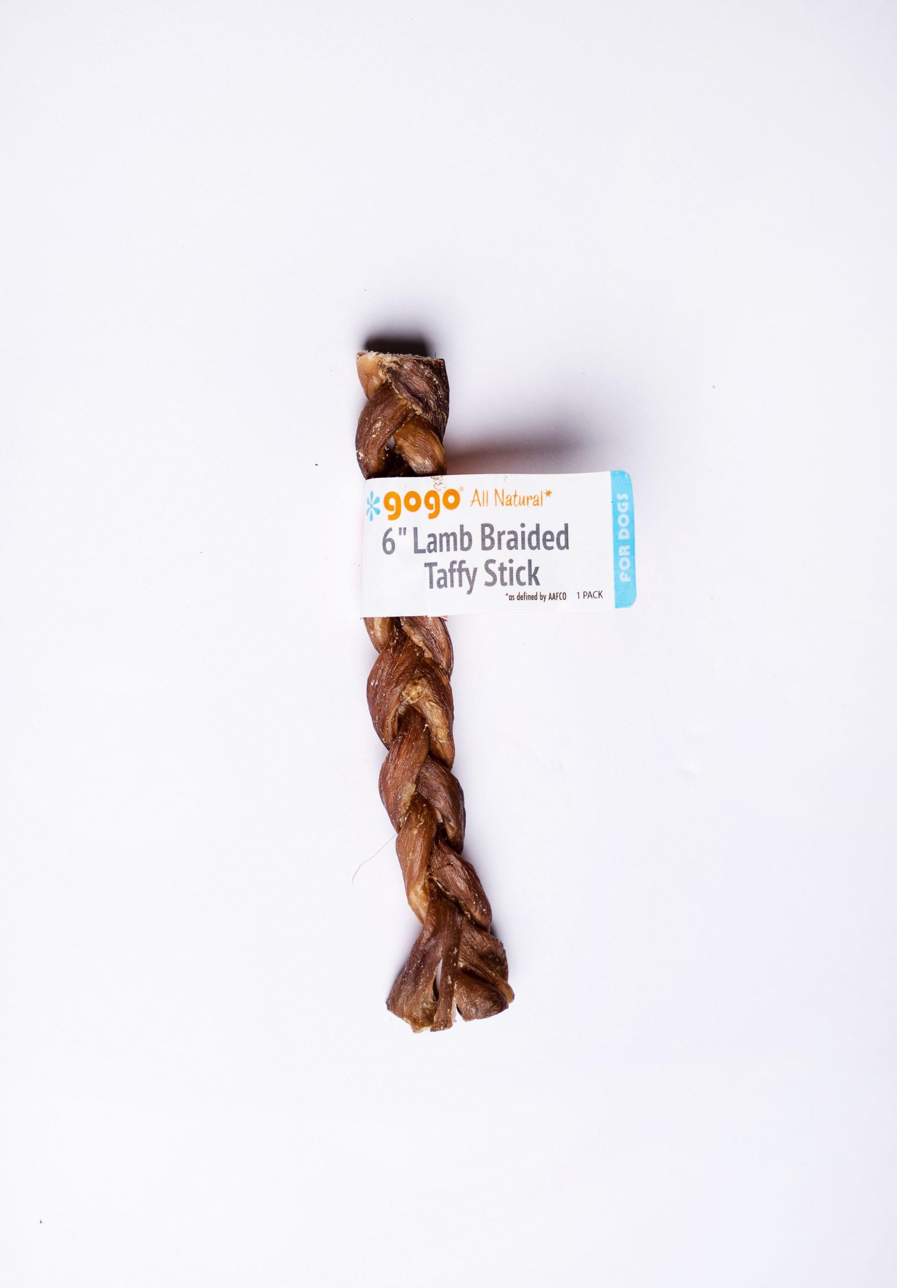 GoGo Lamb Braided Taffy Stick Dog Treats, 6-in, 1-count