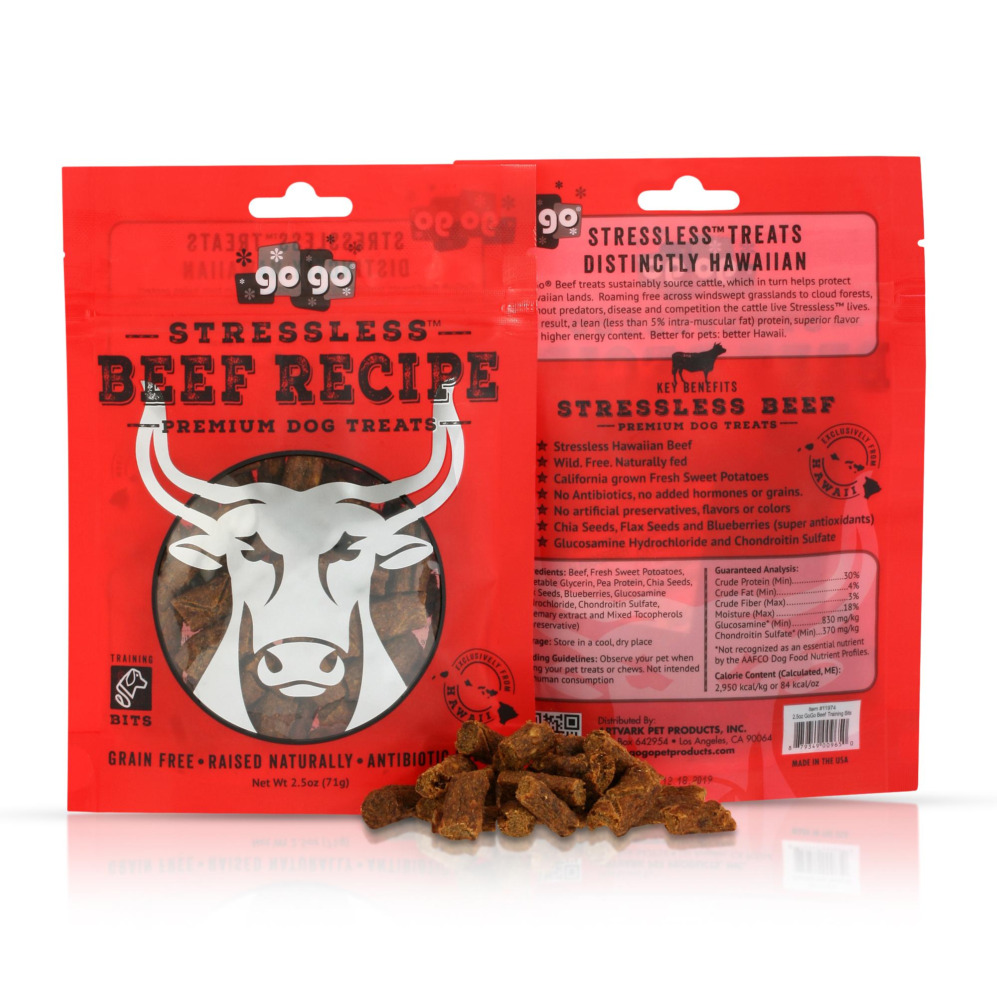 GoGo Stressless Beef Training Bits Dog Treats, 2.5-oz