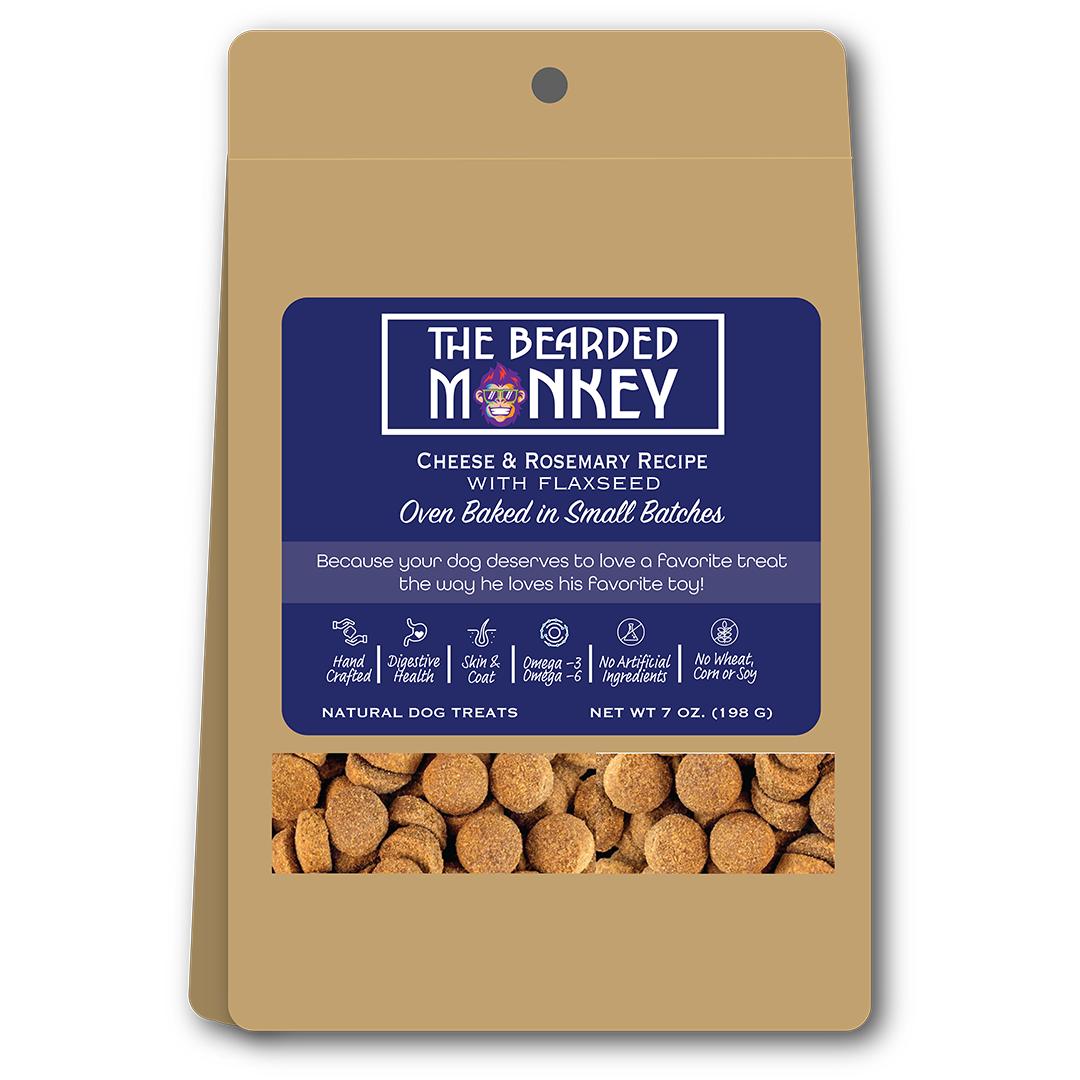 The Bearded Monkey Cheese & Rosemary with Flaxseed Oven Baked Dog Treats, 7-oz
