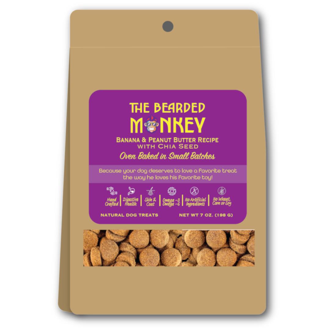 The Bearded Monkey Banana & Peanut Butter with Chia Seed Oven Baked Dog Treats, 7-oz