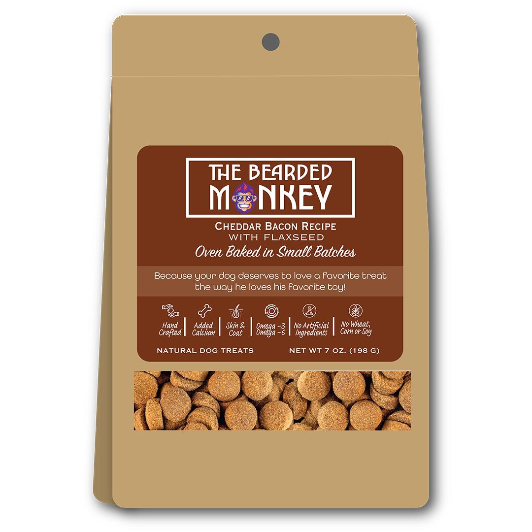 The Bearded Monkey Cheddar & Bacon with Flaxseed Oven Baked Dog Treats, 7-oz