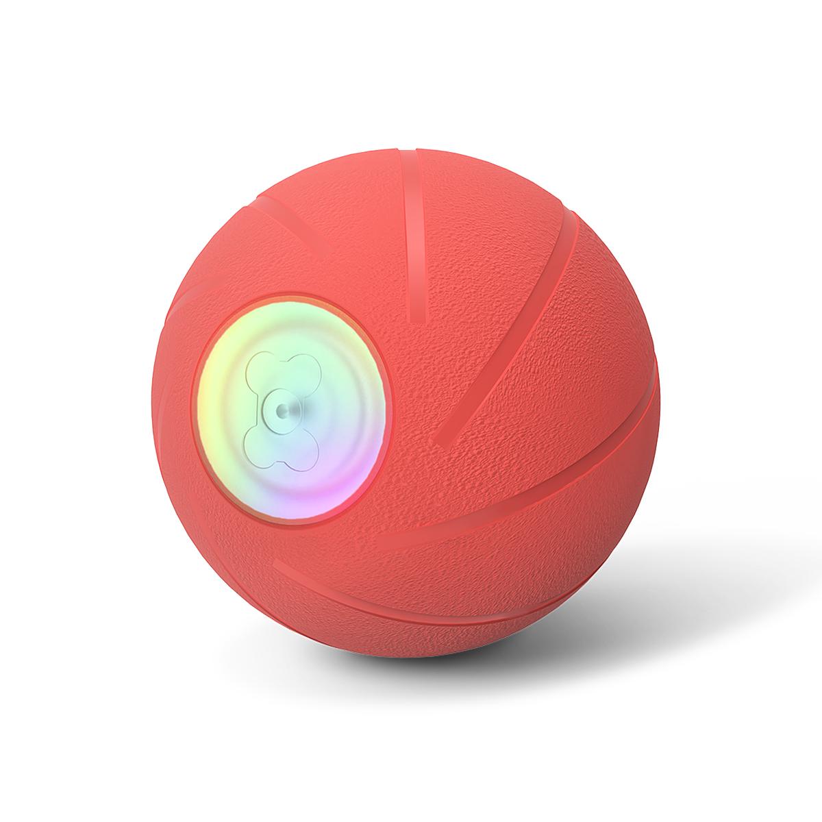 Cheerble Wicked Ball PE Enhanced Rubber Dog Toy, Sunrise Red