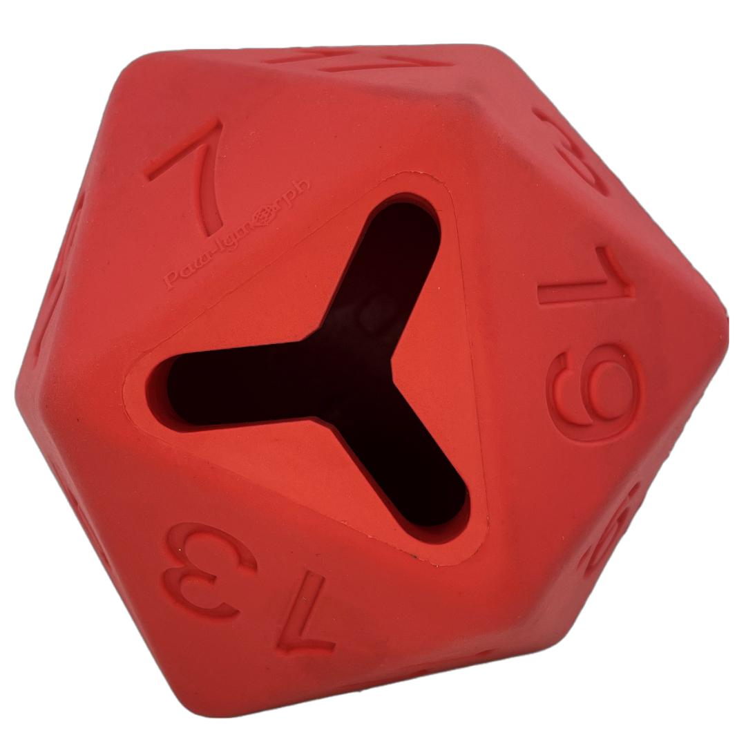 Paw-lymorph Barbarian Strength D20 Rubber Dog Toy, Fire Red