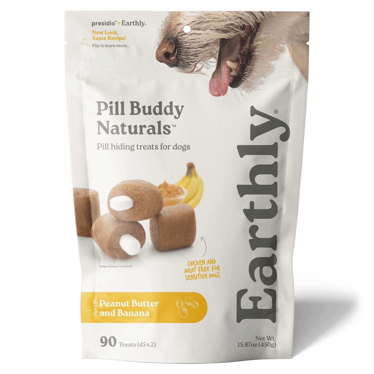 Earthly Pet Pill Buddy Naturals Peanut Butter & Banana Dog Treats, 90-count