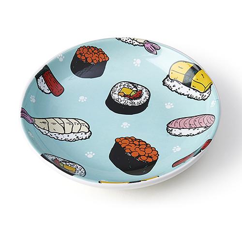 PetRageous Sushi Saucer Cat, Teal/White, 5-in, 2.5-oz