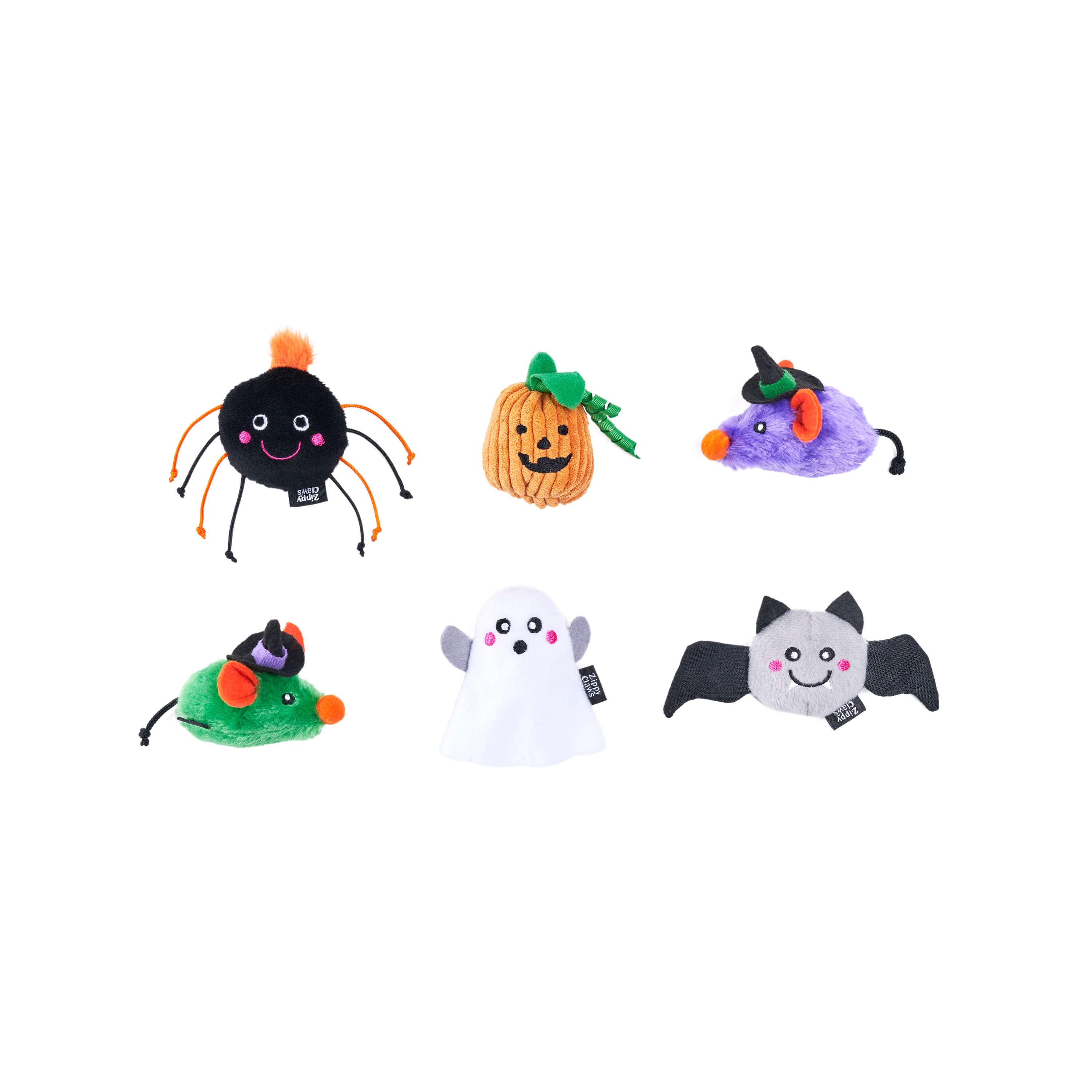 ZippyPaws ZippyClaws Halloween Haunted Critter Cat Toy, Assorted, 6-pk