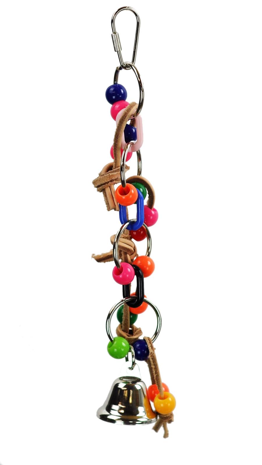 A&E Cage Company Plastic Chain with Leather & Ball Bird Toy