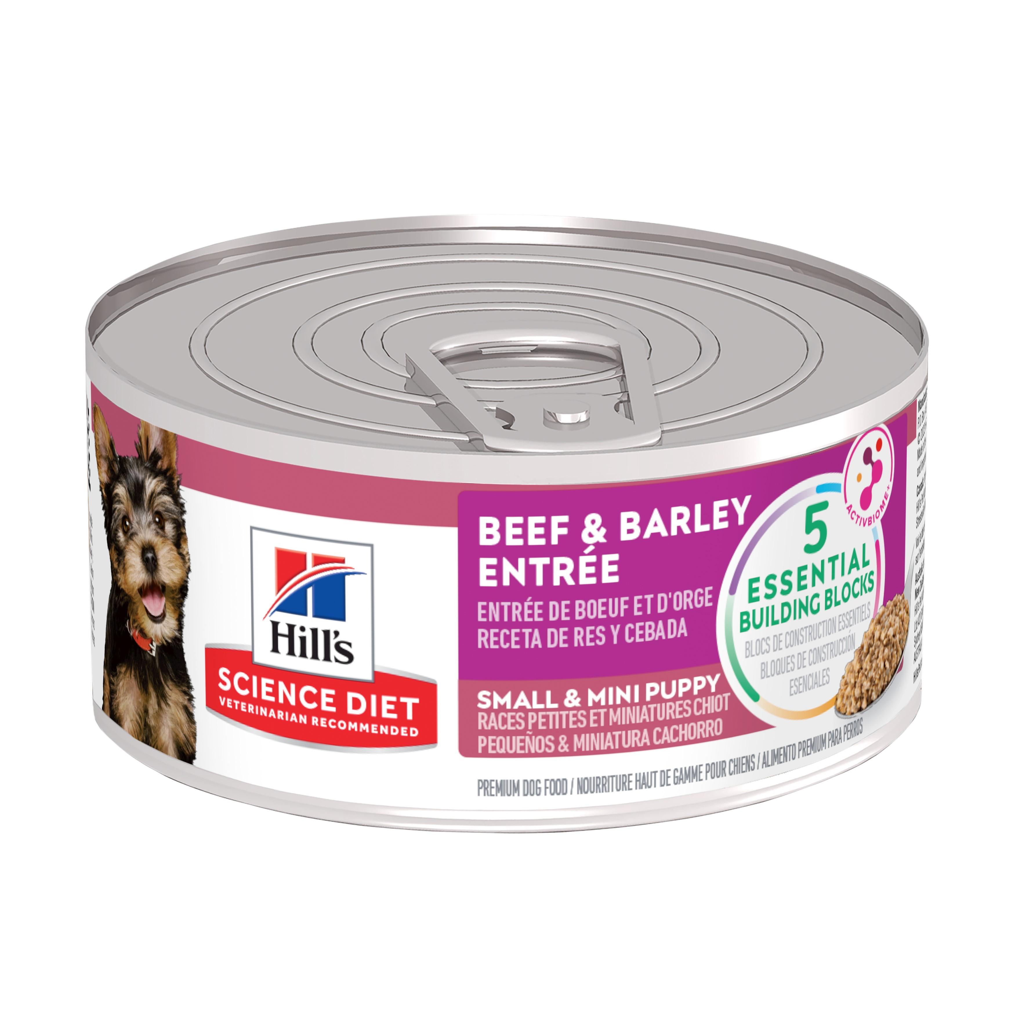 Hill's Science Diet Small & Mini Puppy Beef & Barley Entree Wet Dog Food Can, 5.5-oz