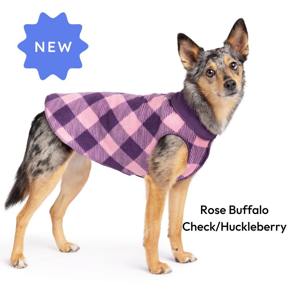 Goldpaw Duluth Double Fleece Dog Coat, Rose Buffalo Check/Huckleberry, 16
