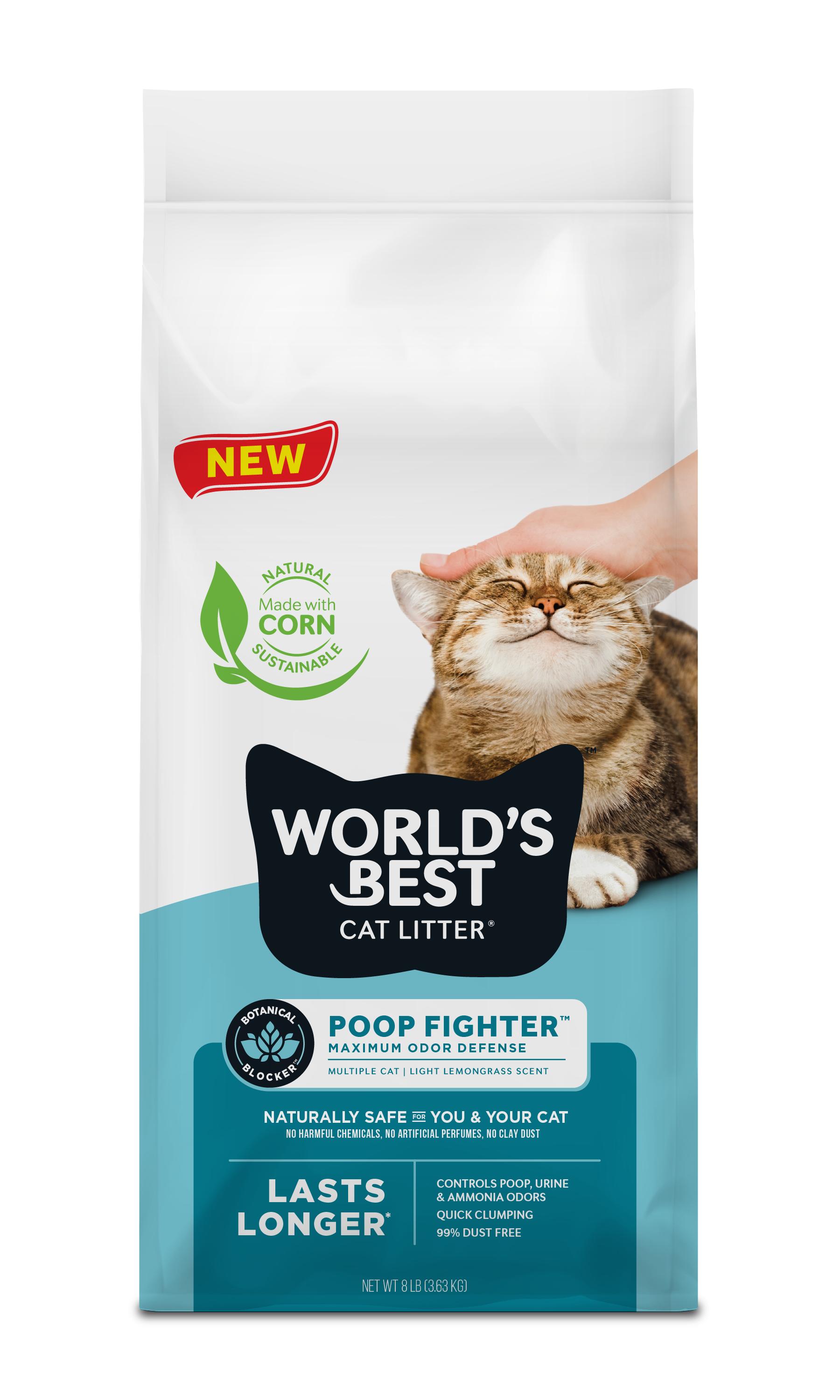 World's Best Poop Fighter Maximum Odor Defense Scented Clumping Cat Litter, 8-lb