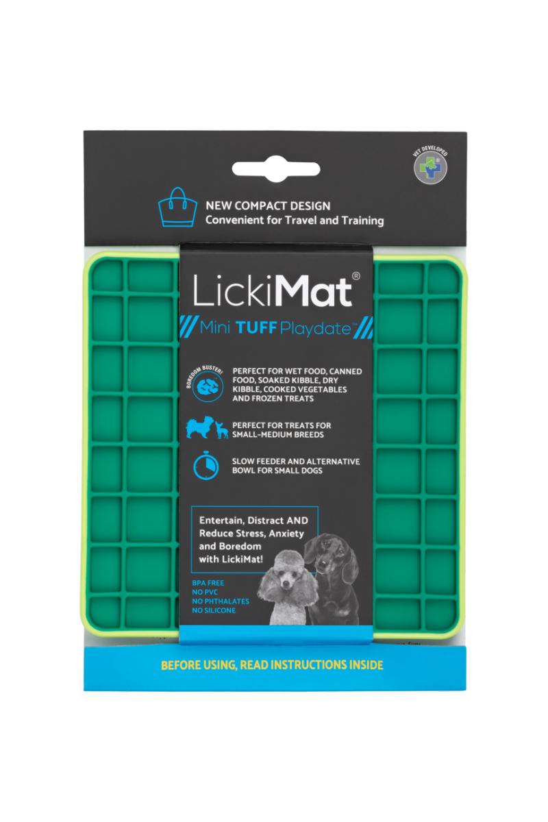 LickiMat Mini Playdate Tuff Dog Slow Feeder Mat, Green, 6-in