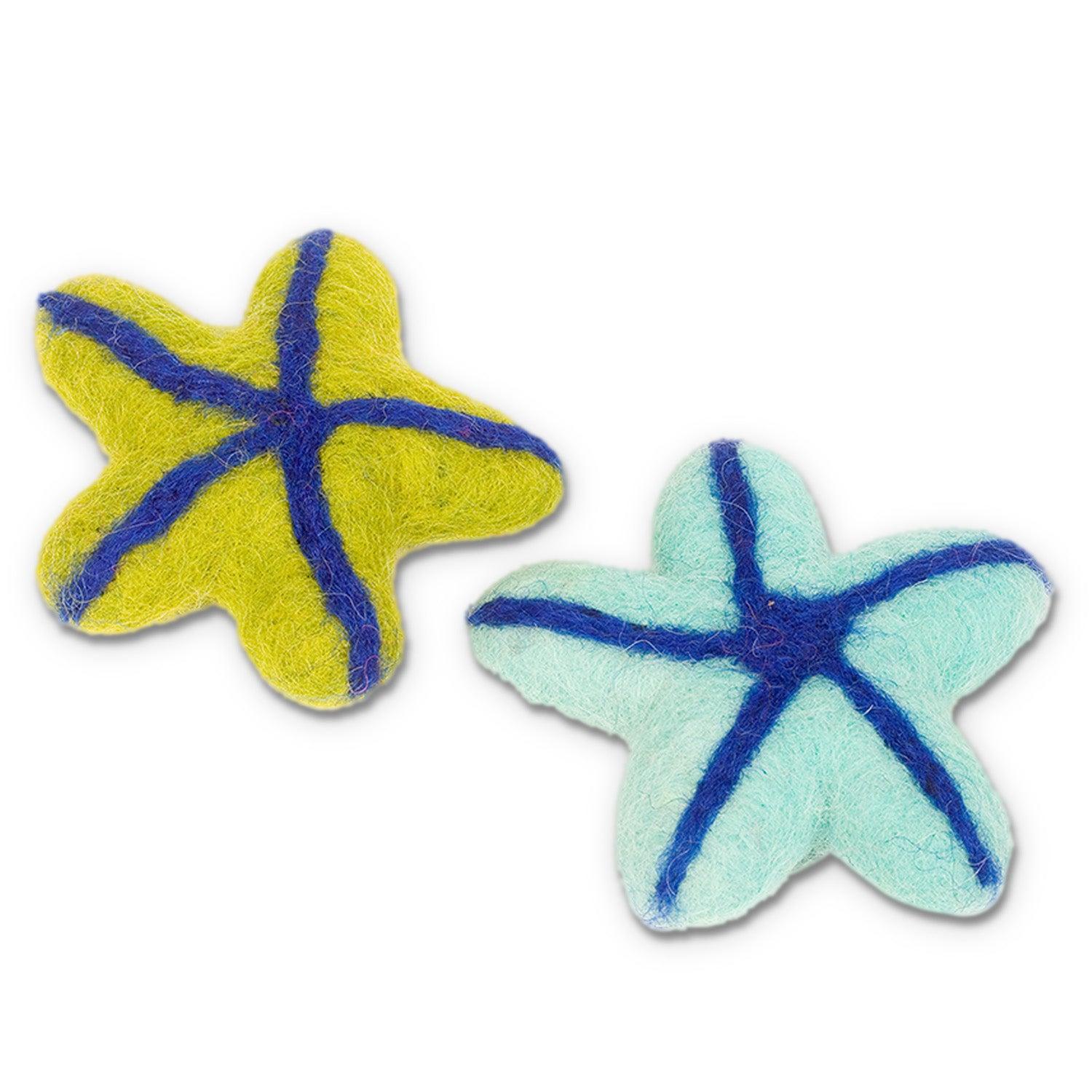 Dharma Dog Karma Cat Starfish Wool Cat Toy, Assorted Colors, 2-pk