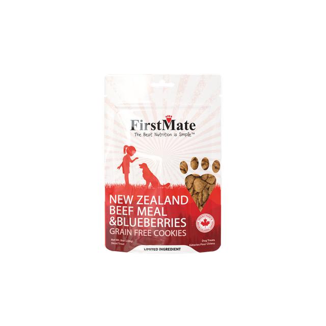 FirstMate New Zealand Beef Meal & Blueberries Dog Treats, 8-oz